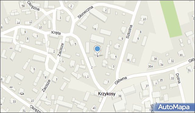 Krzykosy, Kręta, 4, mapa Krzykosy