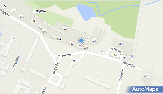 Krzyków, Krzyków, 23A, mapa Krzyków