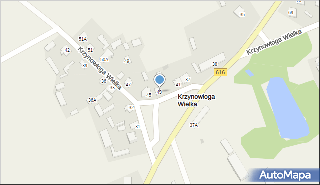 Krzynowłoga Wielka, Krzynowłoga Wielka, 43, mapa Krzynowłoga Wielka