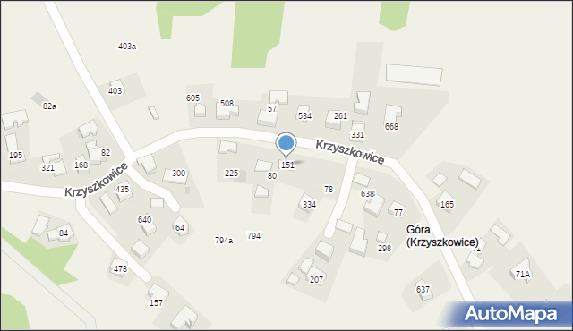 Krzyszkowice, Krzyszkowice, 151, mapa Krzyszkowice