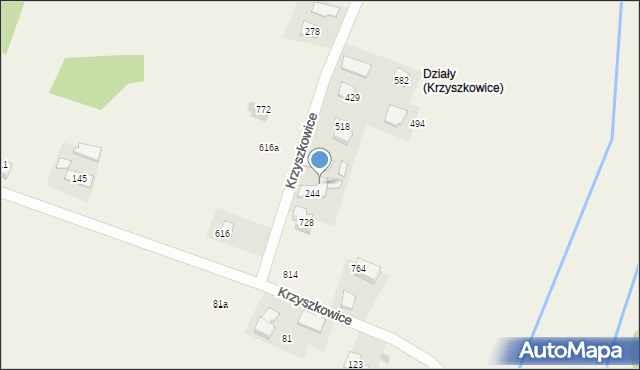 Krzyszkowice, Krzyszkowice, 244A, mapa Krzyszkowice