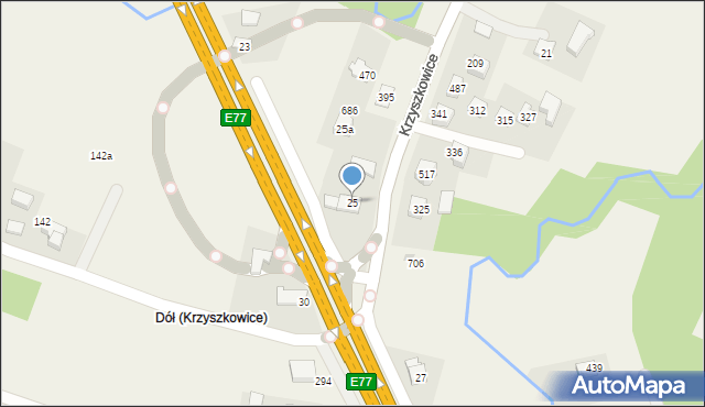 Krzyszkowice, Krzyszkowice, 25, mapa Krzyszkowice