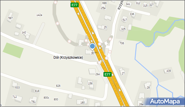 Krzyszkowice, Krzyszkowice, 30, mapa Krzyszkowice