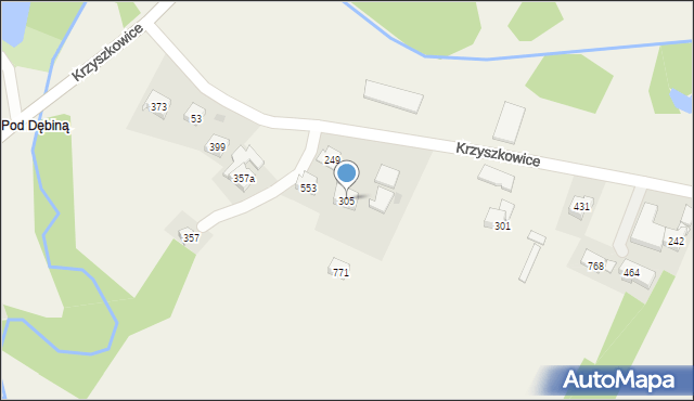 Krzyszkowice, Krzyszkowice, 305, mapa Krzyszkowice