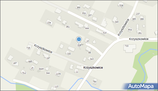 Krzyszkowice, Krzyszkowice, 316, mapa Krzyszkowice