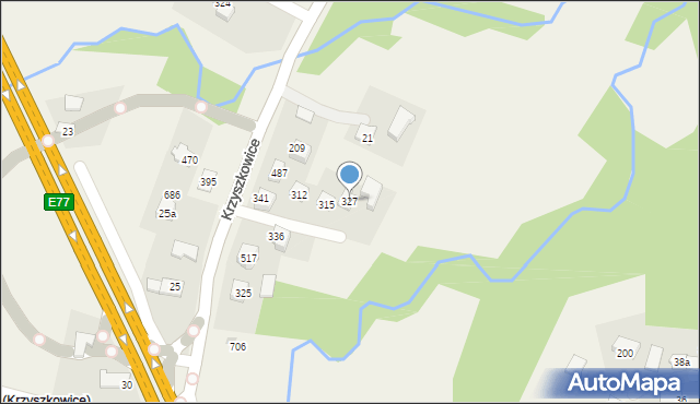 Krzyszkowice, Krzyszkowice, 327, mapa Krzyszkowice