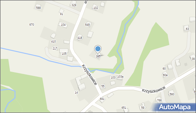 Krzyszkowice, Krzyszkowice, 345, mapa Krzyszkowice