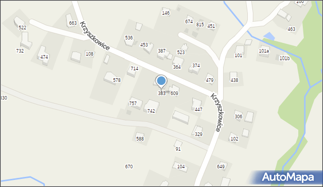 Krzyszkowice, Krzyszkowice, 383, mapa Krzyszkowice
