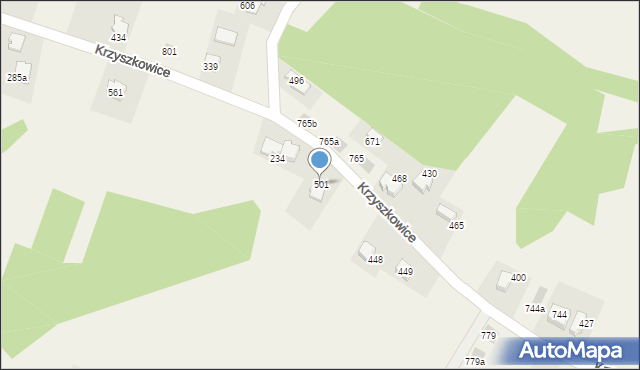 Krzyszkowice, Krzyszkowice, 501, mapa Krzyszkowice