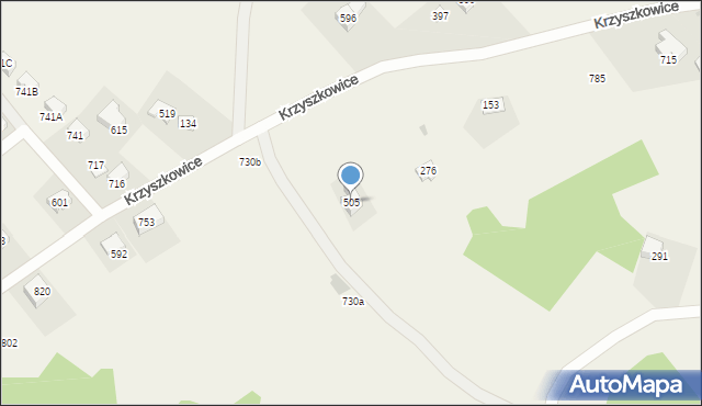 Krzyszkowice, Krzyszkowice, 505, mapa Krzyszkowice