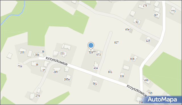 Krzyszkowice, Krzyszkowice, 524, mapa Krzyszkowice