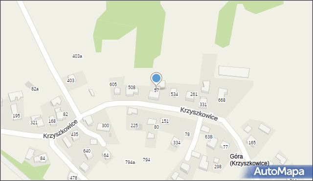 Krzyszkowice, Krzyszkowice, 57, mapa Krzyszkowice