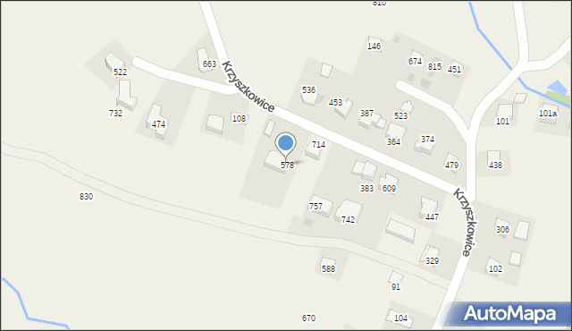 Krzyszkowice, Krzyszkowice, 578, mapa Krzyszkowice