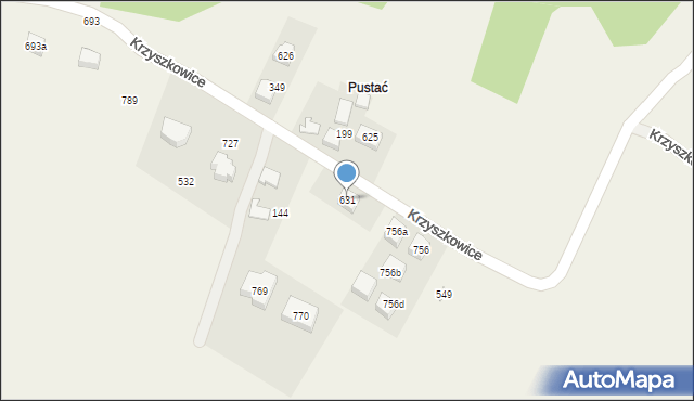 Krzyszkowice, Krzyszkowice, 631, mapa Krzyszkowice