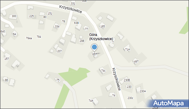 Krzyszkowice, Krzyszkowice, 637, mapa Krzyszkowice