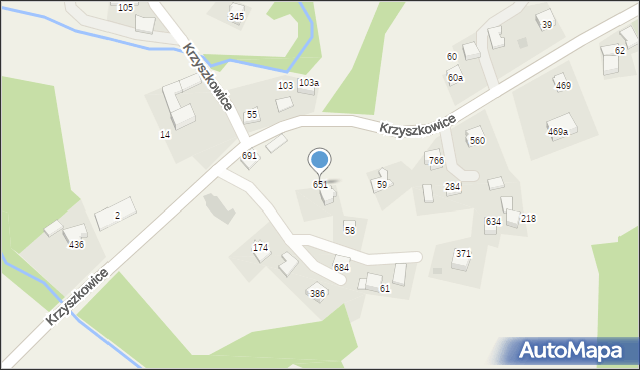 Krzyszkowice, Krzyszkowice, 651, mapa Krzyszkowice