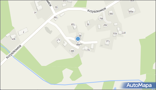 Krzyszkowice, Krzyszkowice, 684, mapa Krzyszkowice