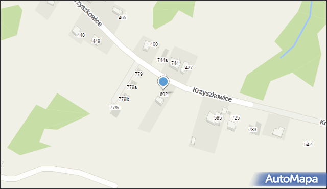 Krzyszkowice, Krzyszkowice, 692, mapa Krzyszkowice