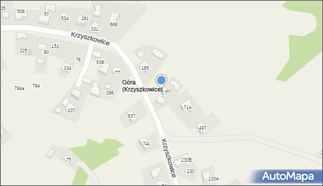 Krzyszkowice, Krzyszkowice, 71, mapa Krzyszkowice