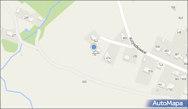 Krzyszkowice, Krzyszkowice, 732, mapa Krzyszkowice