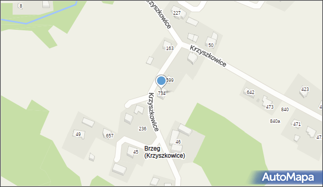 Krzyszkowice, Krzyszkowice, 734, mapa Krzyszkowice