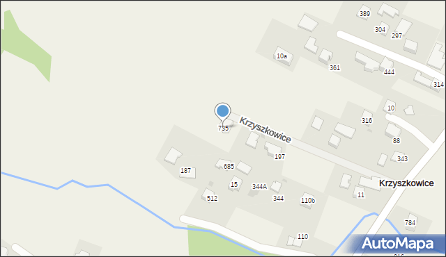 Krzyszkowice, Krzyszkowice, 735, mapa Krzyszkowice