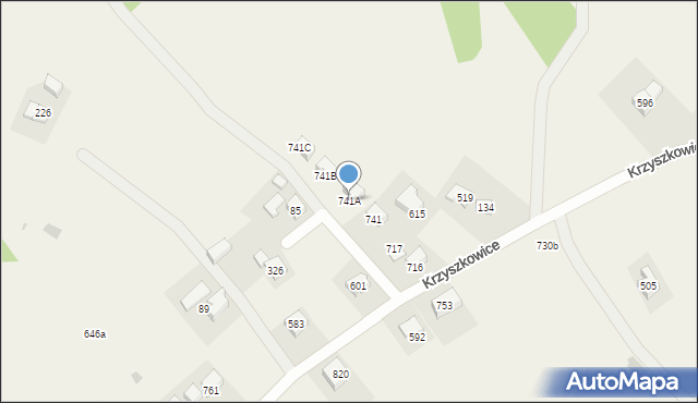 Krzyszkowice, Krzyszkowice, 741A, mapa Krzyszkowice