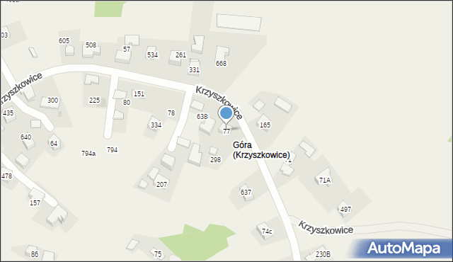 Krzyszkowice, Krzyszkowice, 77, mapa Krzyszkowice