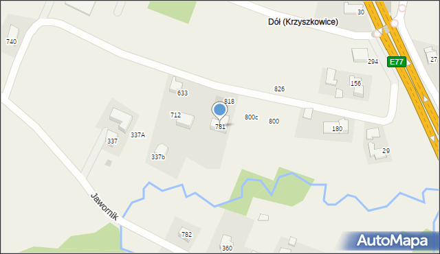 Krzyszkowice, Krzyszkowice, 781, mapa Krzyszkowice