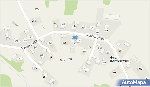 Krzyszkowice, Krzyszkowice, 80, mapa Krzyszkowice