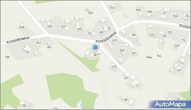 Krzyszkowice, Krzyszkowice, 84, mapa Krzyszkowice