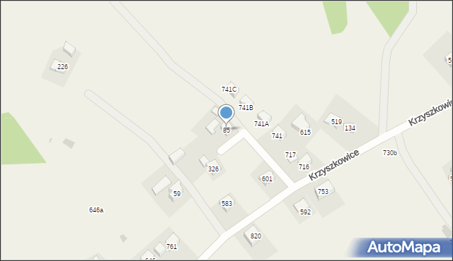 Krzyszkowice, Krzyszkowice, 85, mapa Krzyszkowice