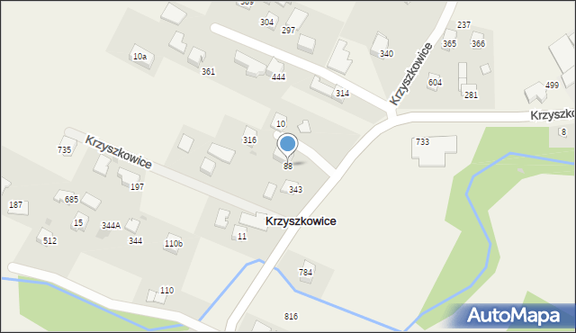 Krzyszkowice, Krzyszkowice, 88, mapa Krzyszkowice