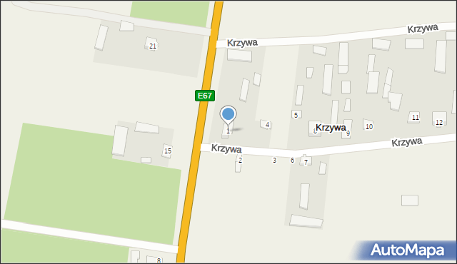 Krzywa, Krzywa, 1, mapa Krzywa