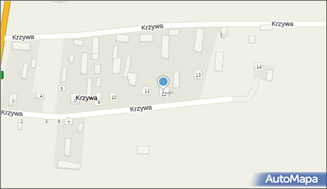 Krzywa, Krzywa, 12, mapa Krzywa