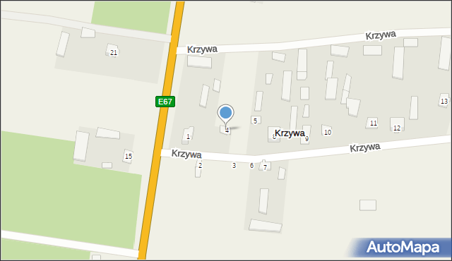 Krzywa, Krzywa, 4, mapa Krzywa