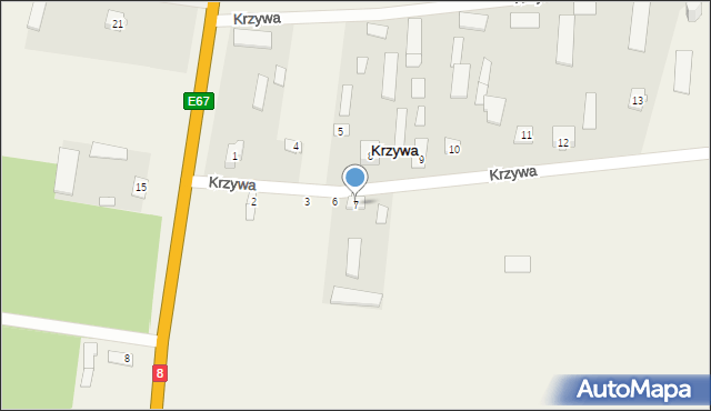 Krzywa, Krzywa, 7, mapa Krzywa