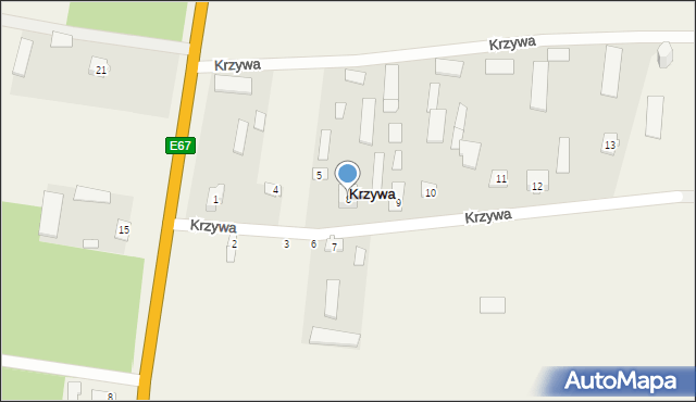 Krzywa, Krzywa, 8, mapa Krzywa