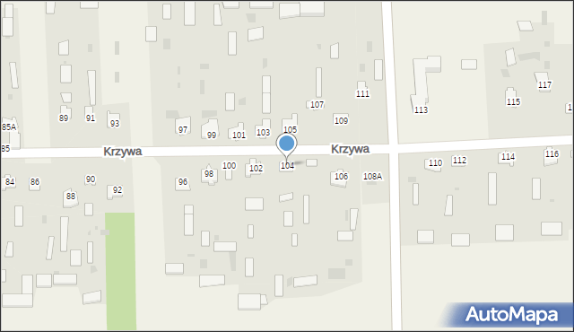 Krzywa, Krzywa, 104, mapa Krzywa