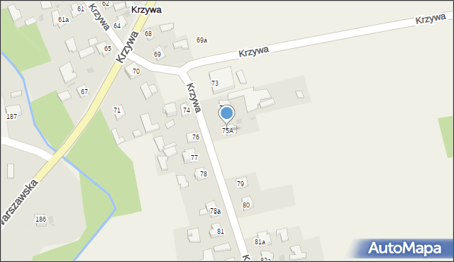 Krzywa, Krzywa, 75A, mapa Krzywa