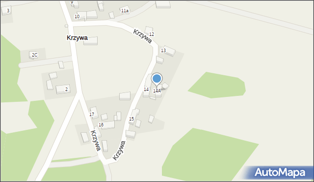 Krzywa, Krzywa, 14A, mapa Krzywa