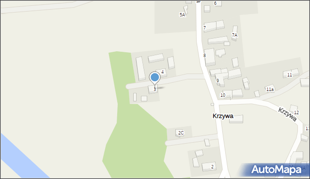 Krzywa, Krzywa, 3, mapa Krzywa