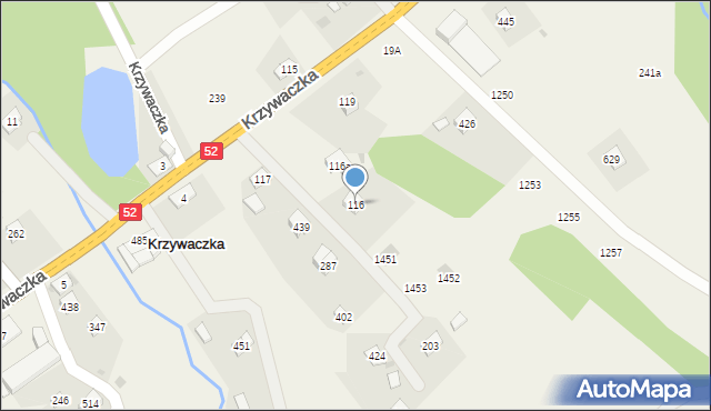 Krzywaczka, Krzywaczka, 116, mapa Krzywaczka