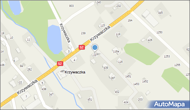 Krzywaczka, Krzywaczka, 117, mapa Krzywaczka