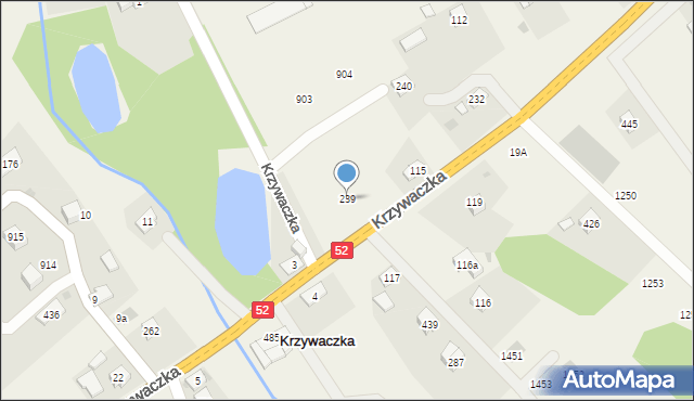 Krzywaczka, Krzywaczka, 239, mapa Krzywaczka