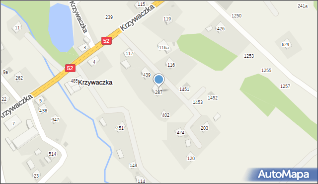 Krzywaczka, Krzywaczka, 287, mapa Krzywaczka