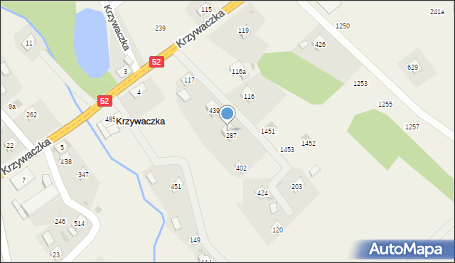 Krzywaczka, Krzywaczka, 288, mapa Krzywaczka