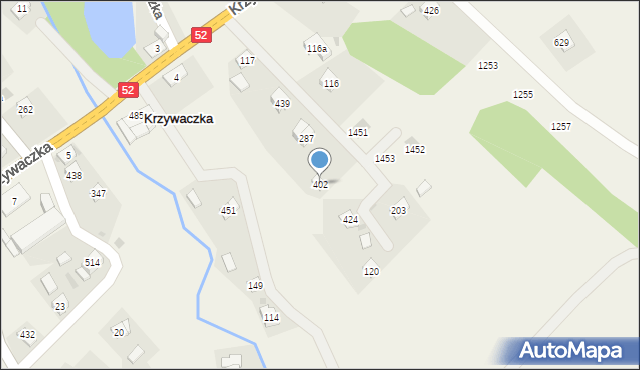 Krzywaczka, Krzywaczka, 402, mapa Krzywaczka