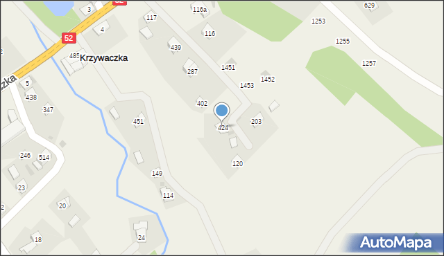 Krzywaczka, Krzywaczka, 424, mapa Krzywaczka