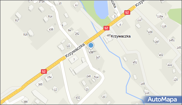 Krzywaczka, Krzywaczka, 438, mapa Krzywaczka